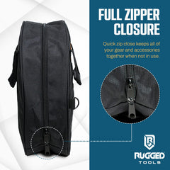 Rugged Tools cable bag with ergonomic handles makes transport simple and comfortable.
