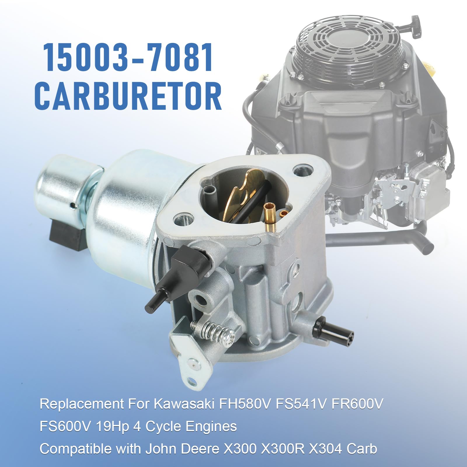 RUIANOMG carburetor fits Kawasaki FH580V shown for reliable engine compatibility.