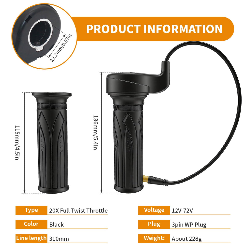 RUIDELI 3-pin waterproof twist throttle connected to controller for reliable power control.