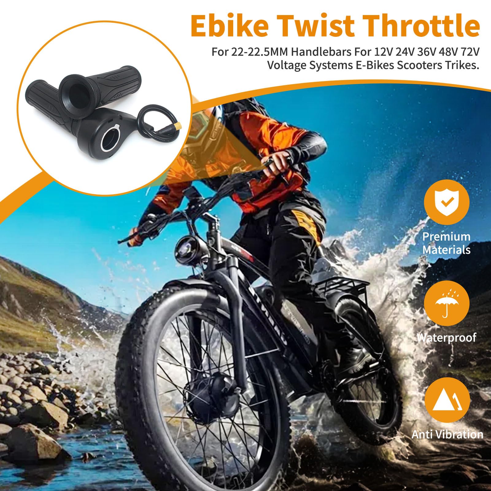RUIDELI ABS rubber anti-slip texture reduces hand fatigue on long rides.