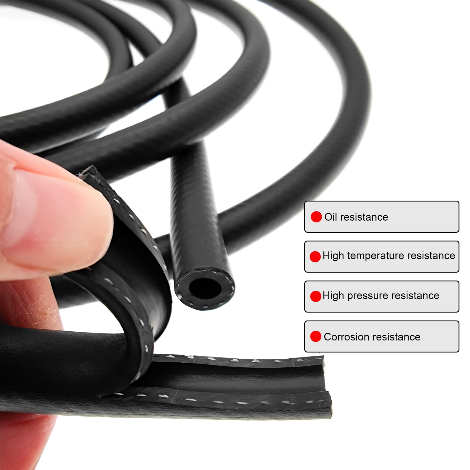 RUIDELI nitrile rubber fuel line close-up highlighting compatibility.