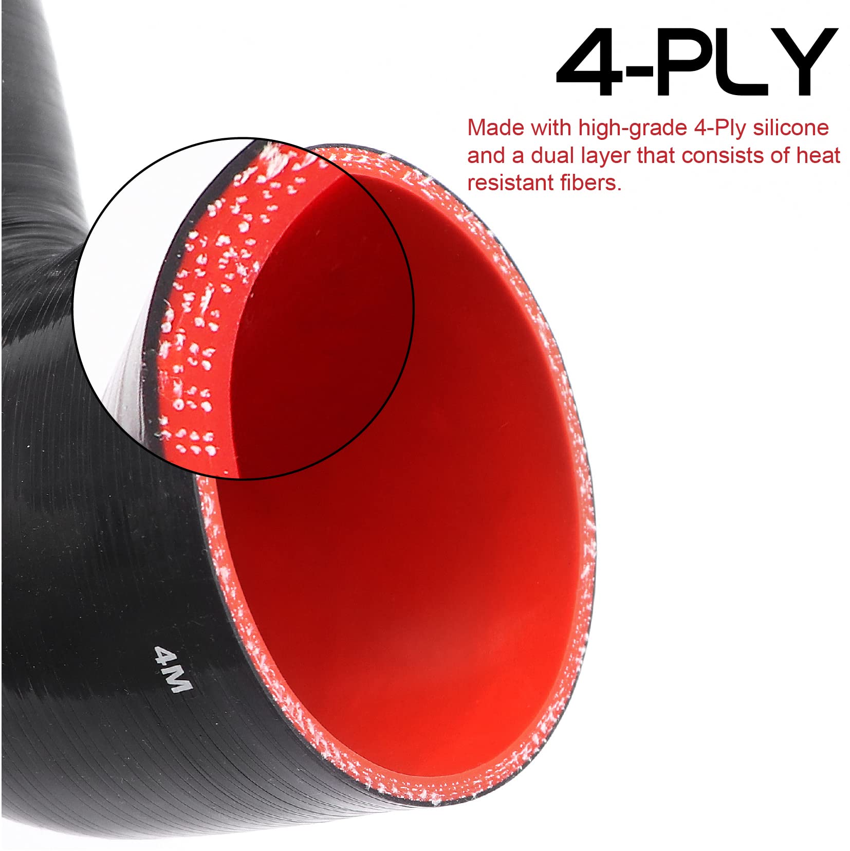 Ruikarhop 4-ply reinforced silicone hose for high-demand automotive installs.
