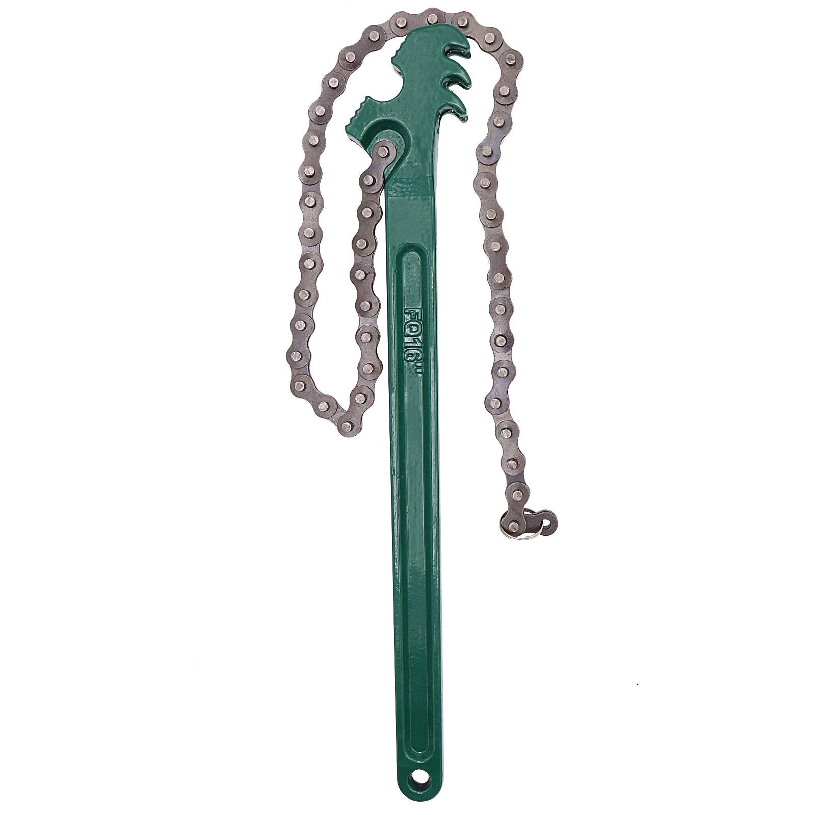 Ruikarhop heavy-duty chain wrench gripping an oil filter for easy removal.