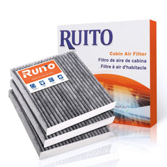 RUITO CF10285 cabin air filter packaging showing five-layer design for filtration.