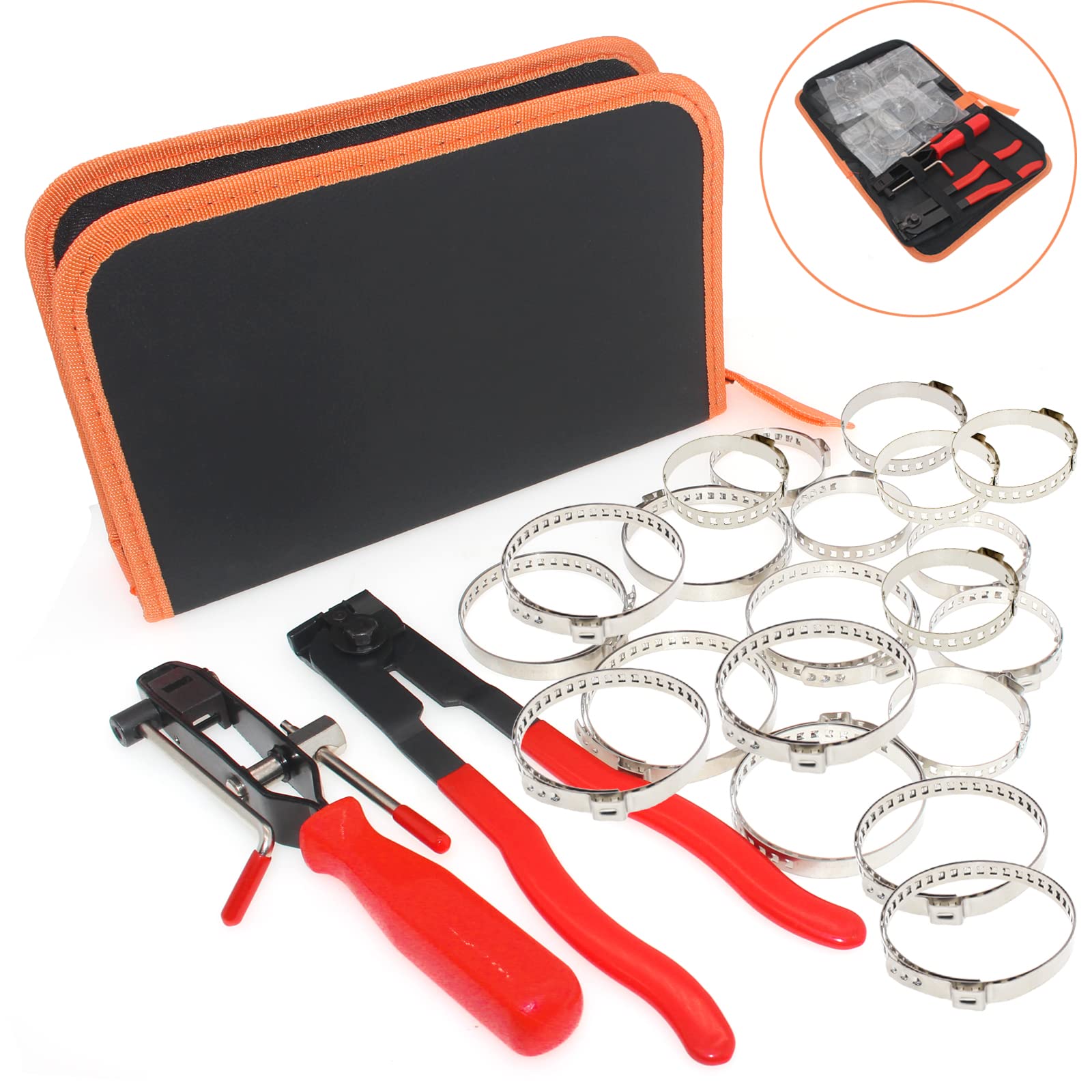 RUITONDA CV boot clamp pliers in action at the workbench with precise crimping