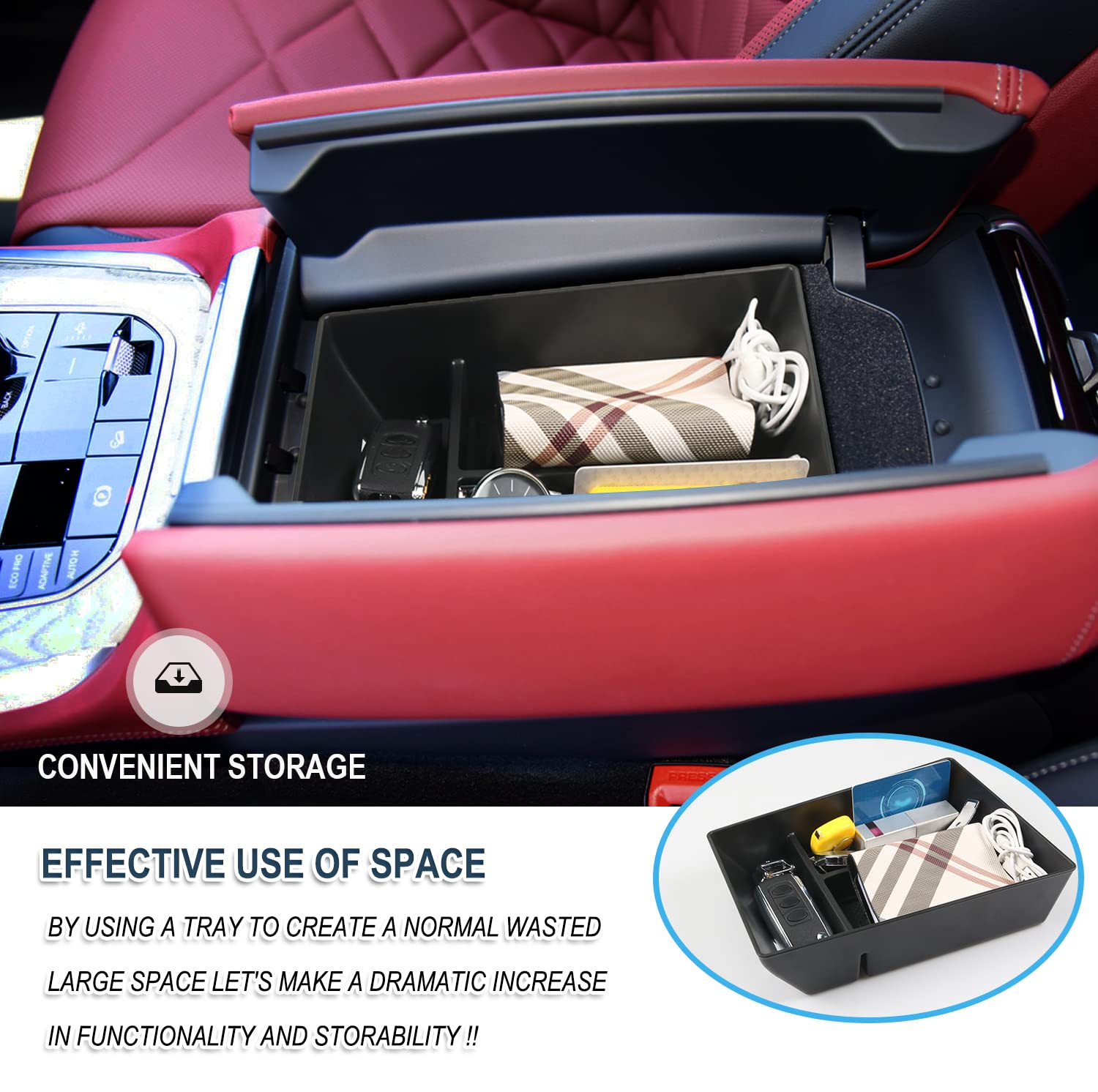 Ruiya interior storage drawer slide for easy access to upper and lower compartments.