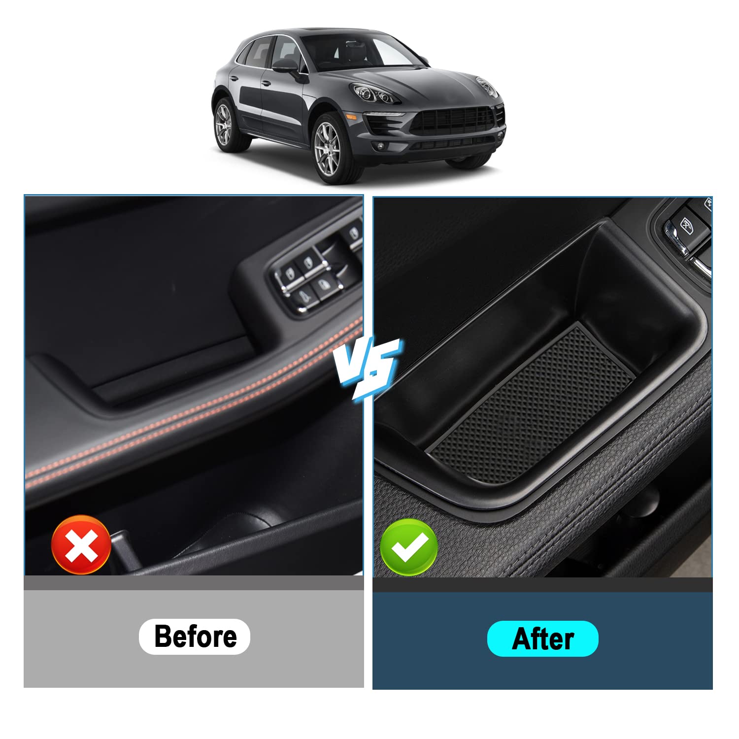 Ruiya center console storage tray reduces clutter in Porsche Macan