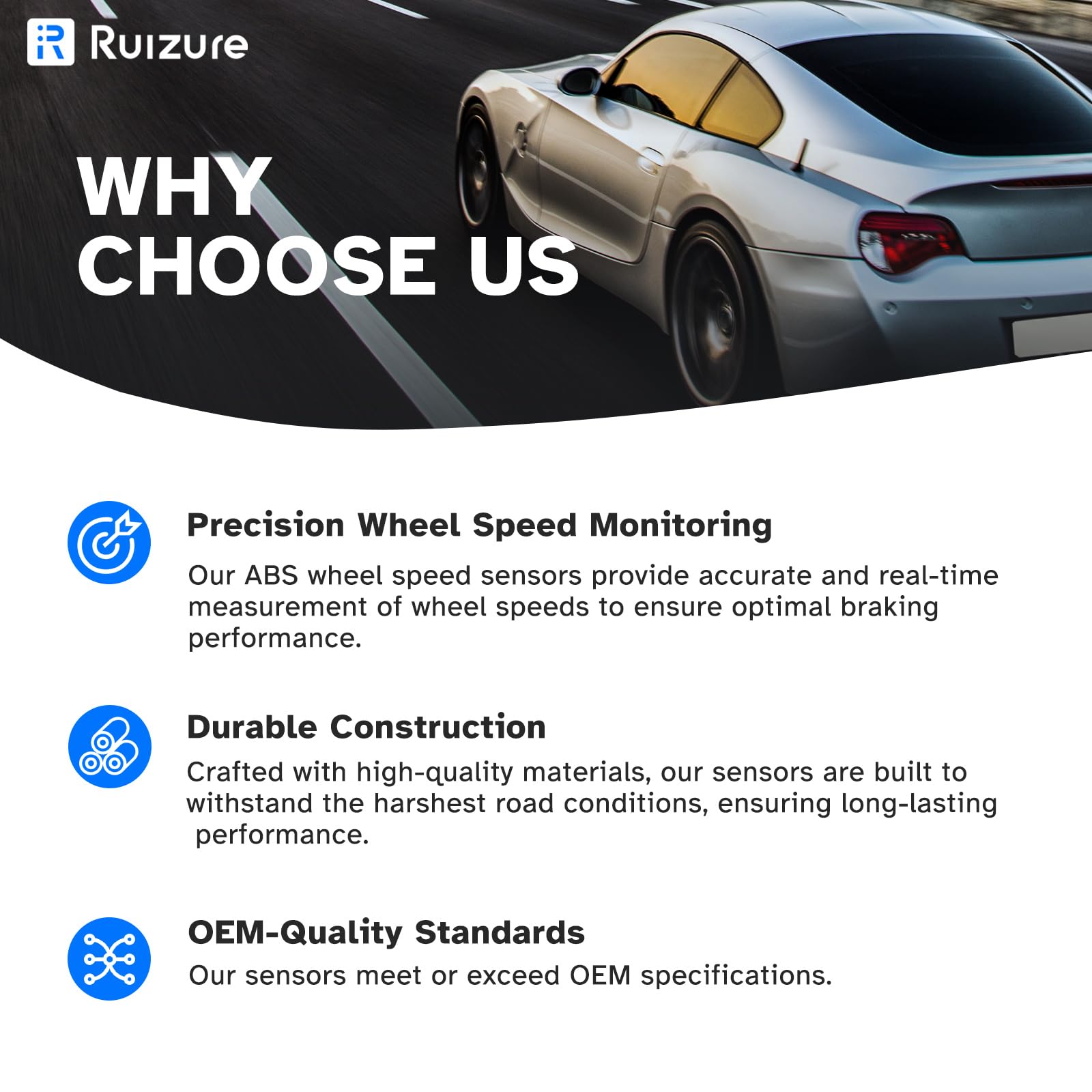 Ruizure ABS sensor connector close-up highlighting durable build.
