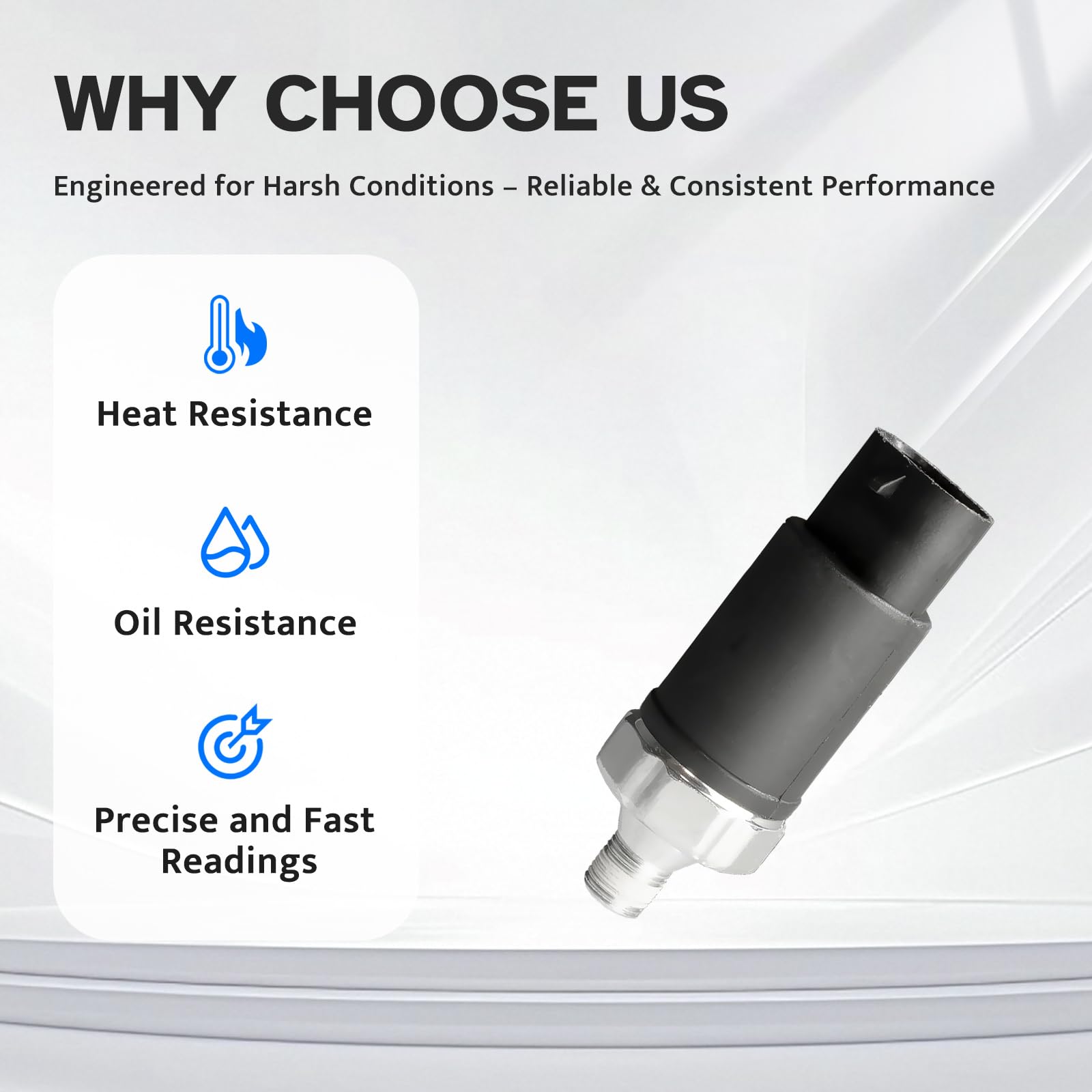 Rugged metal housing shot signaling durability in harsh driving conditions.