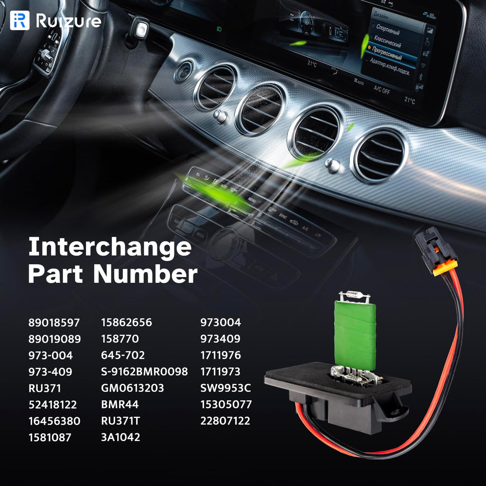 Ruizure front HVAC blower resistor module for Chevy Avalanche preserves full vent options.