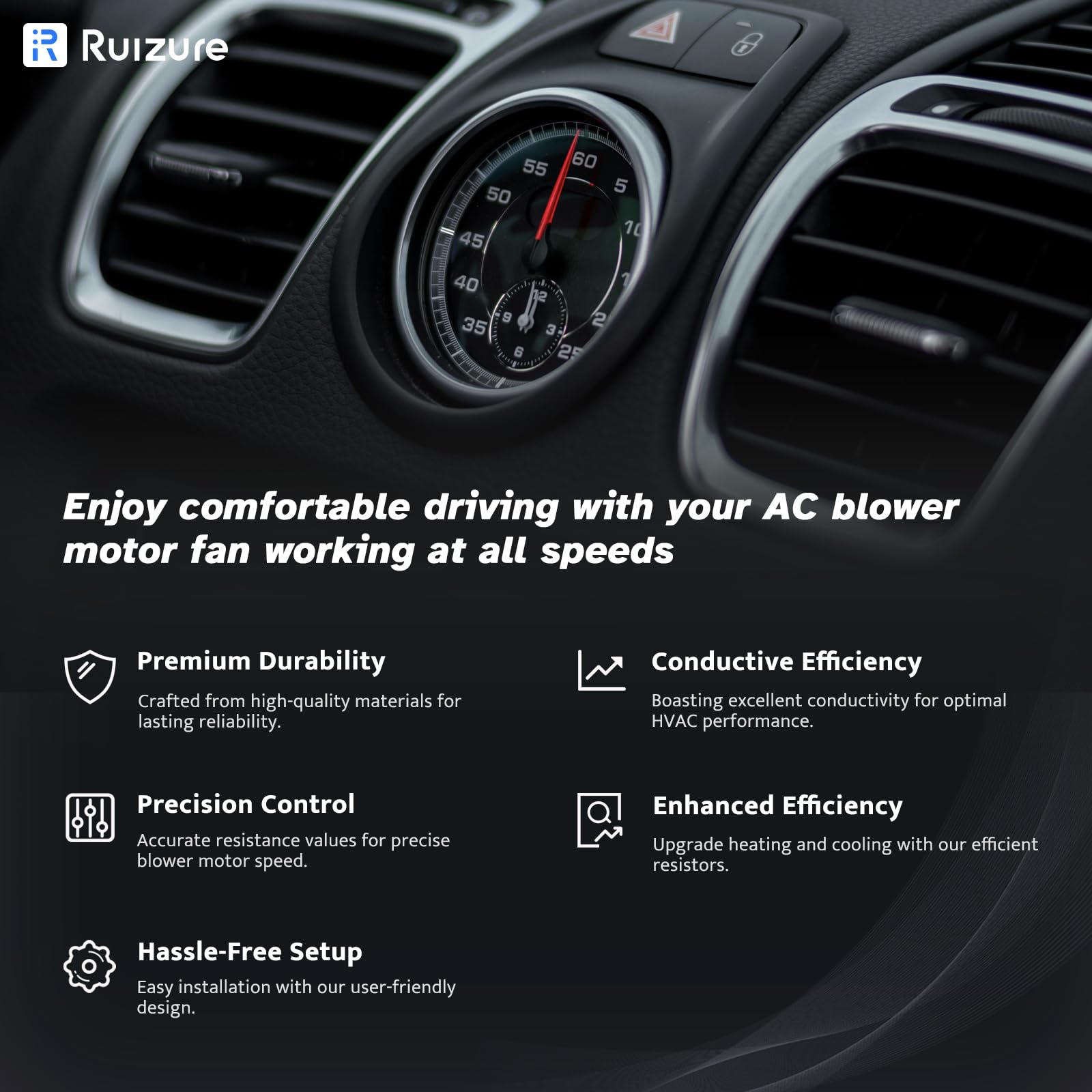 Ruizure front HVAC blower resistor module for GMC Sierra maintains consistent airflow across speeds.