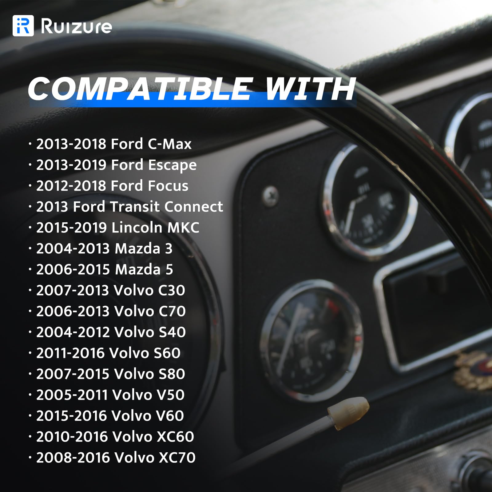 Ruizure rear ABS sensor right with connector for Ford and Volvo compatibility.