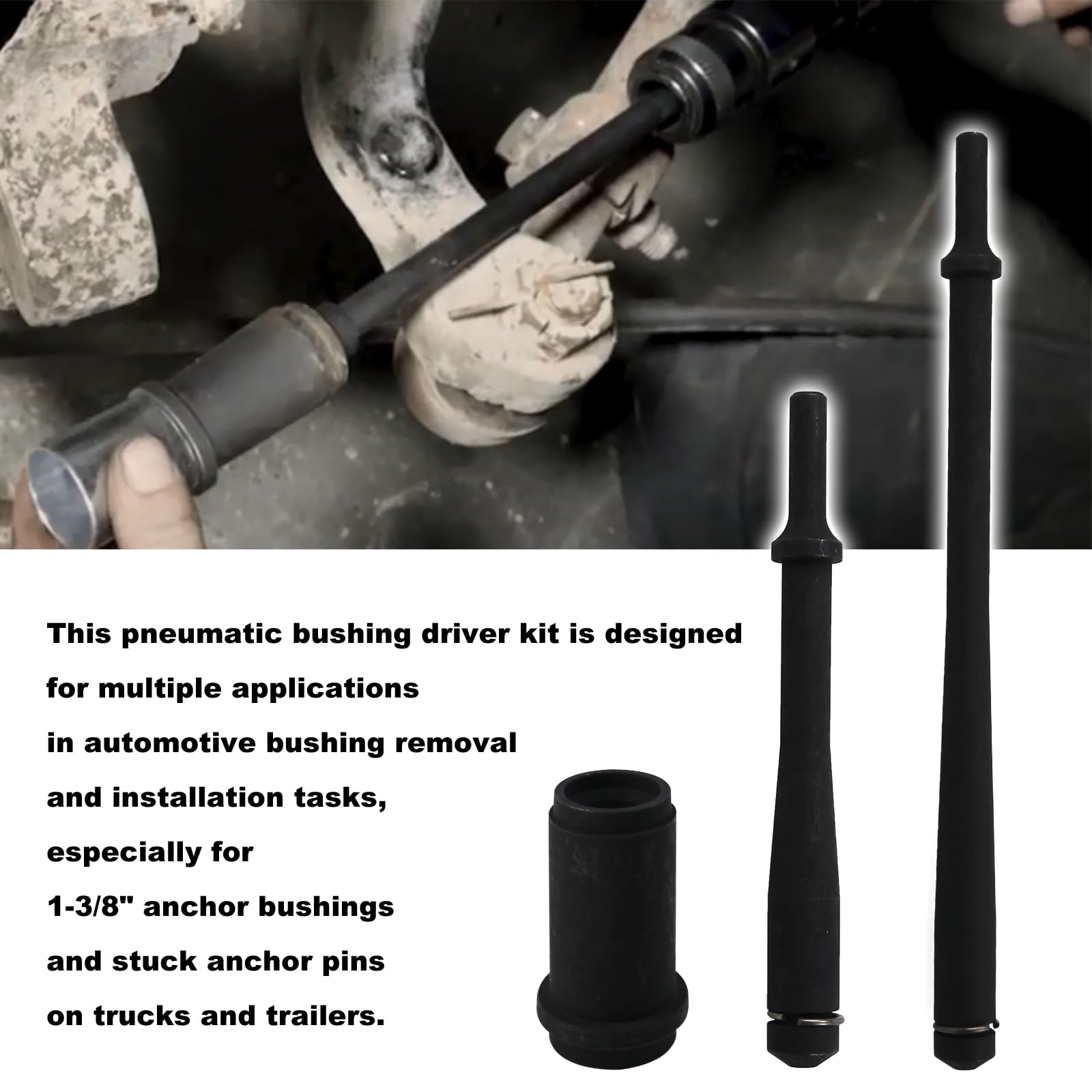 RULLINE 29450 pneumatic bushing driver for tight spaces in trucks