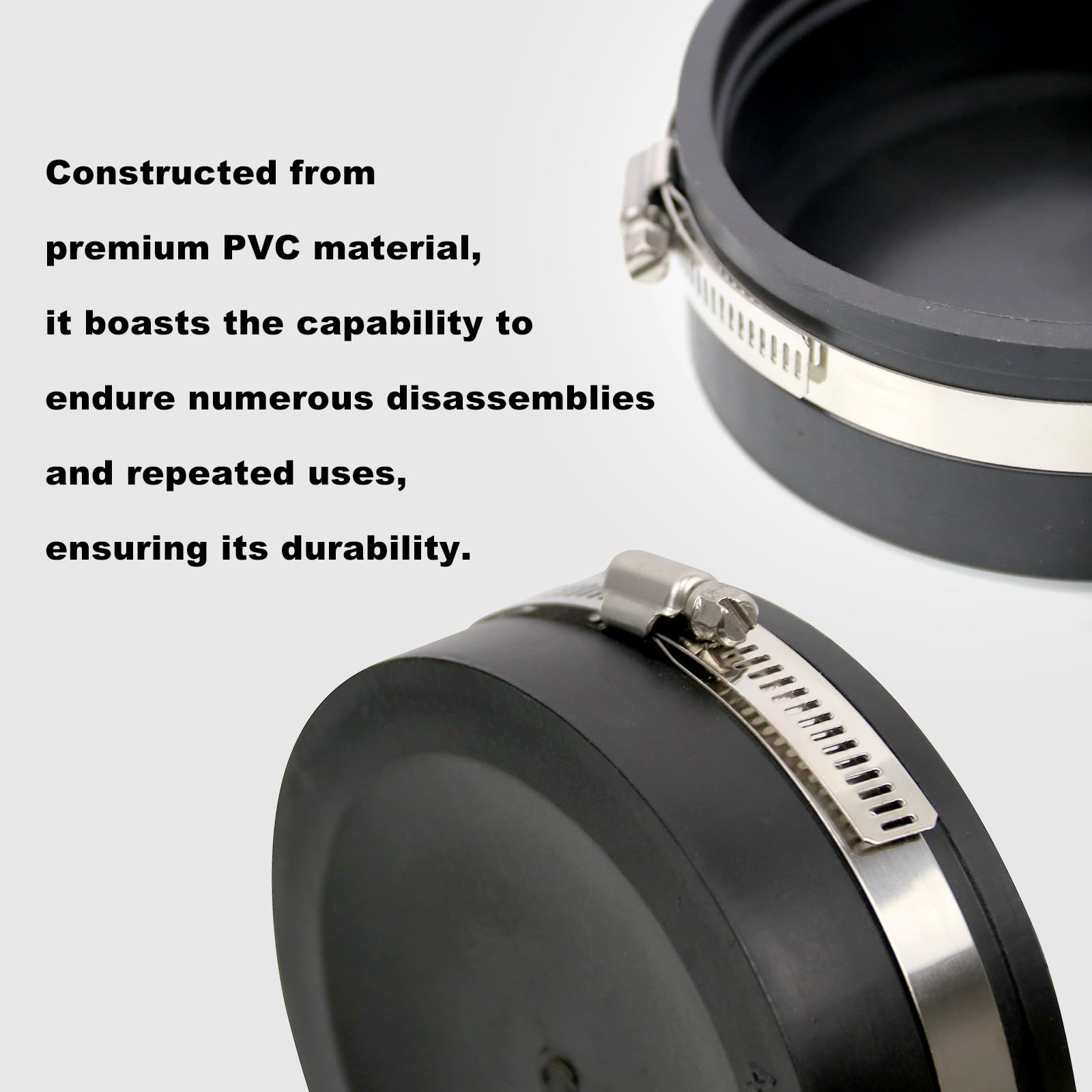 RULLINE 4in PVC cap installed on pipe end demonstrating leak-free temporary closure.