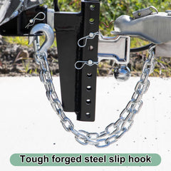 RULLINE safety chains plate installed under gooseneck ball for a clean setup.