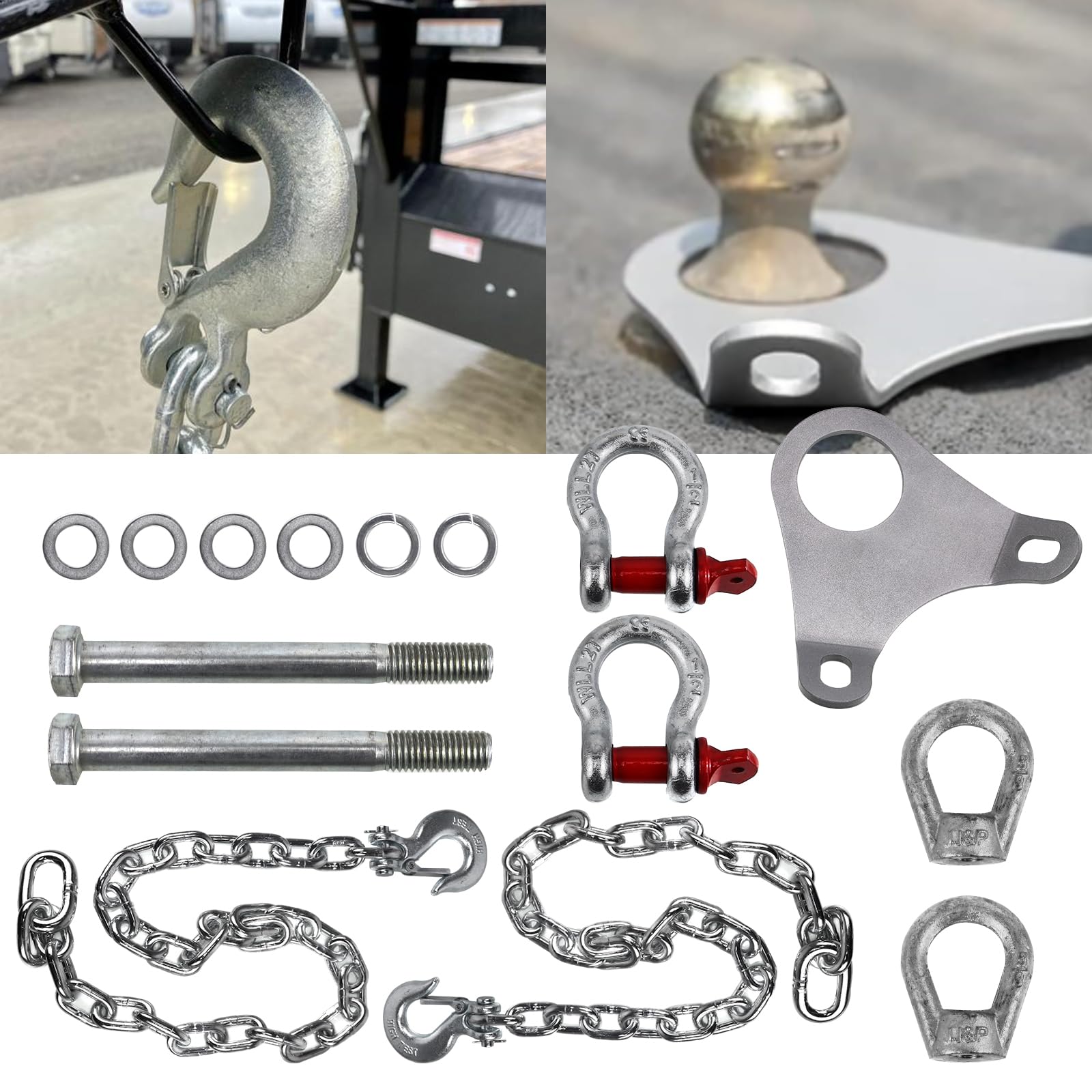 RULLINE safety chains plate enables universal connections for secure towing.