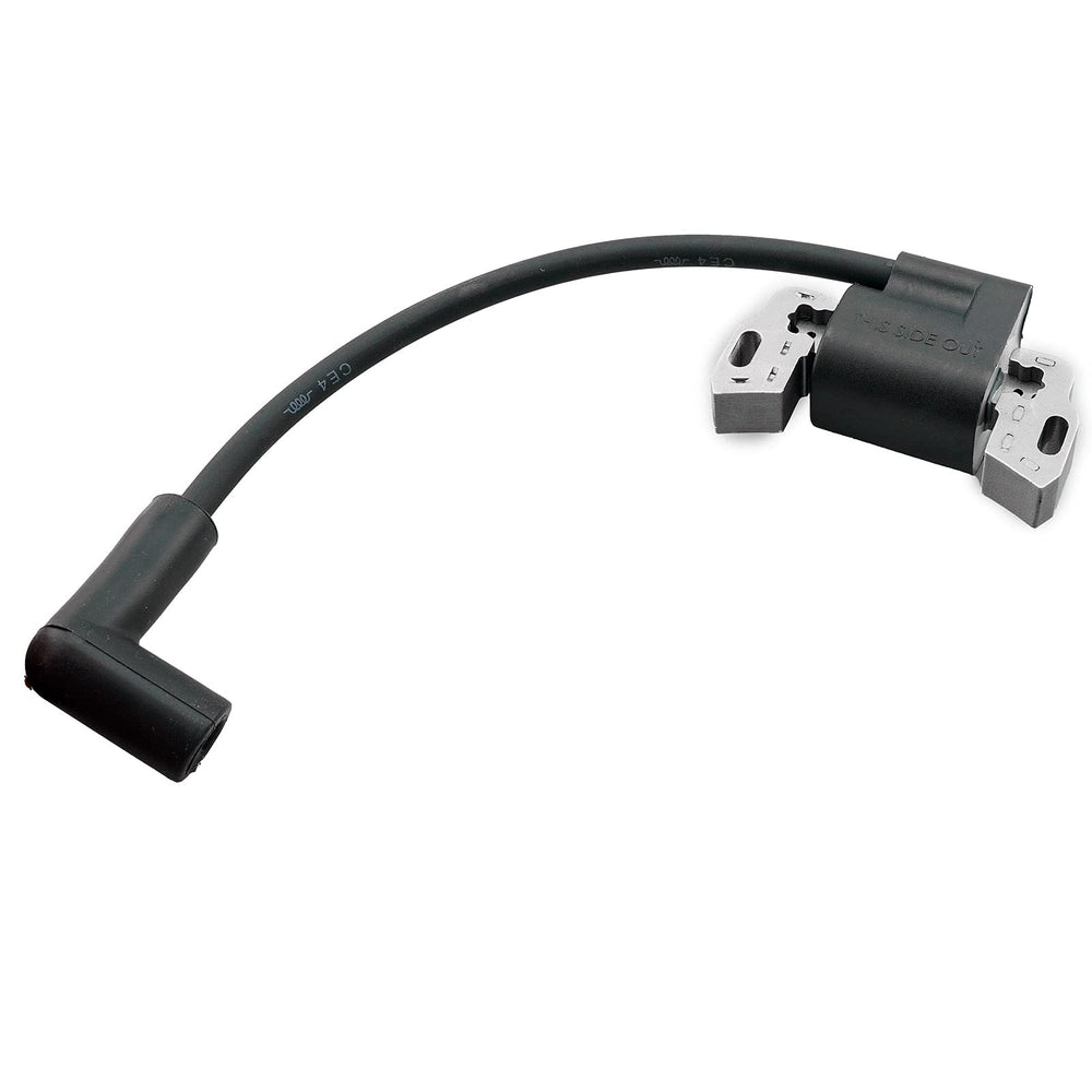 Ruma ignition coil close-up for Briggs Stratton compatibility, highlighting durable build.