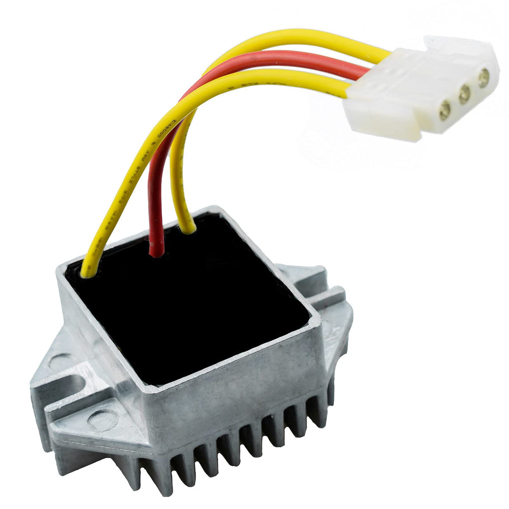 Ruma voltage regulator front view for Briggs Stratton 20A charging system, reliable engine support.