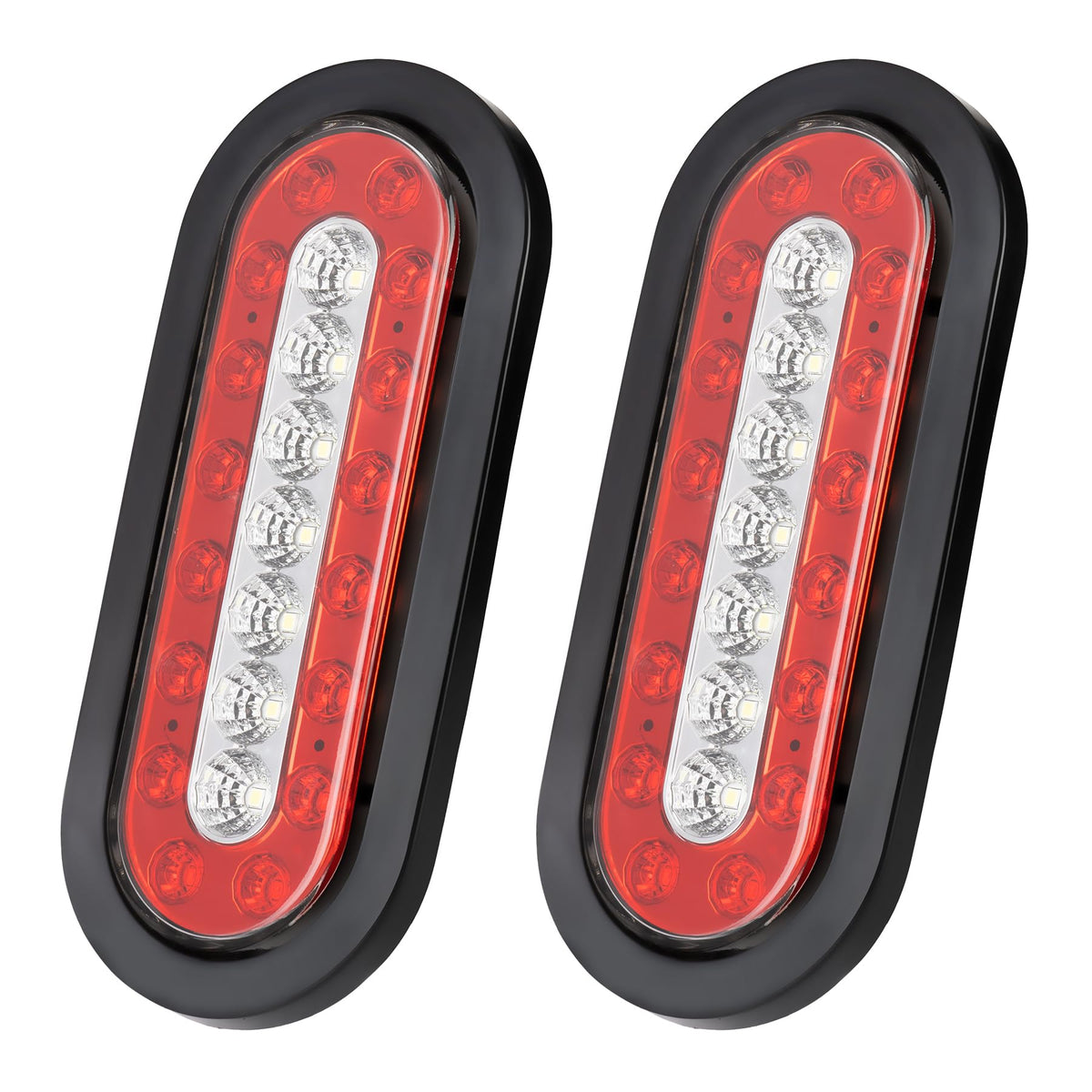 RUNBAITOO 6-inch oval LED tail light with outer red brake ring for clear braking signaling
