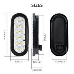 RUNBAITOO oval LED tail light rear view showing IP67 waterproof seal