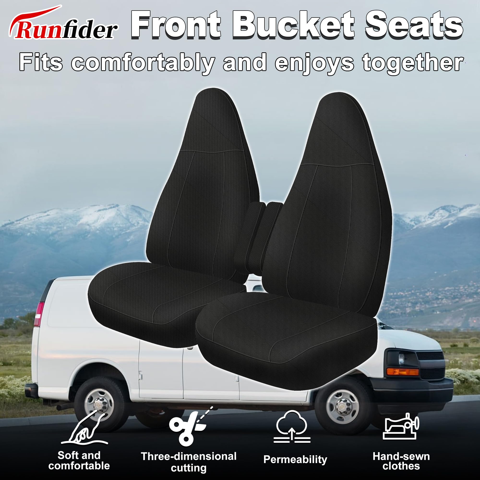 Runfider Chevy Express seat cover with grab-handle cutout ensures easy access.