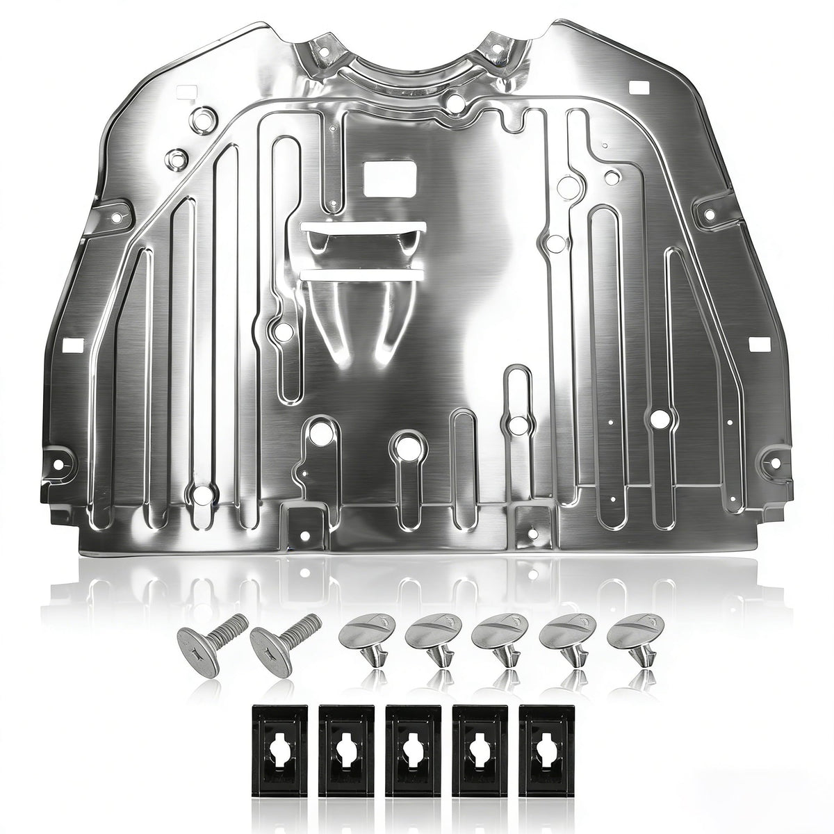 Runfider engine splash shield for Honda Civic front view protects the engine bay from road debris.