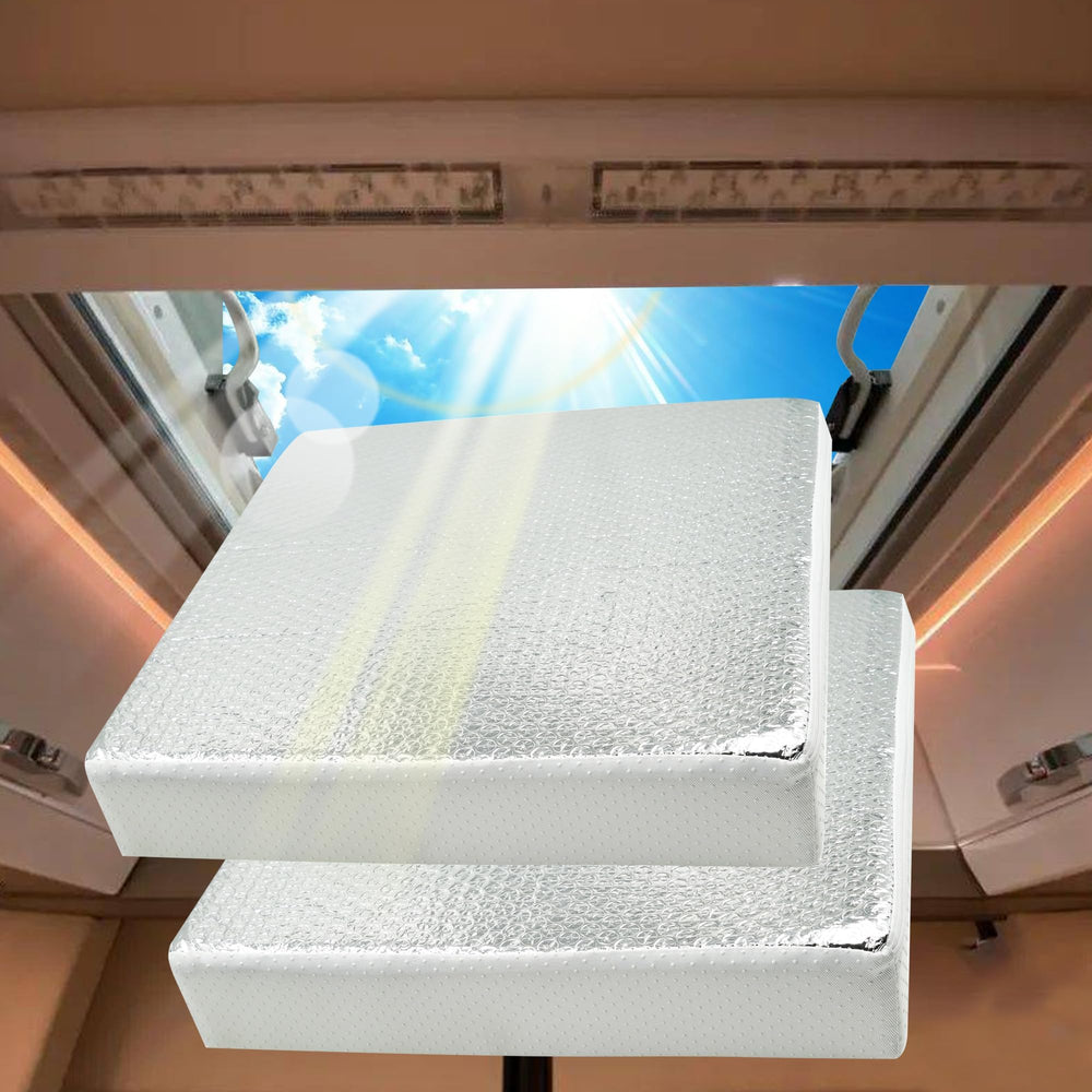 Runfider RV vent insulator exterior view with reflective coating.