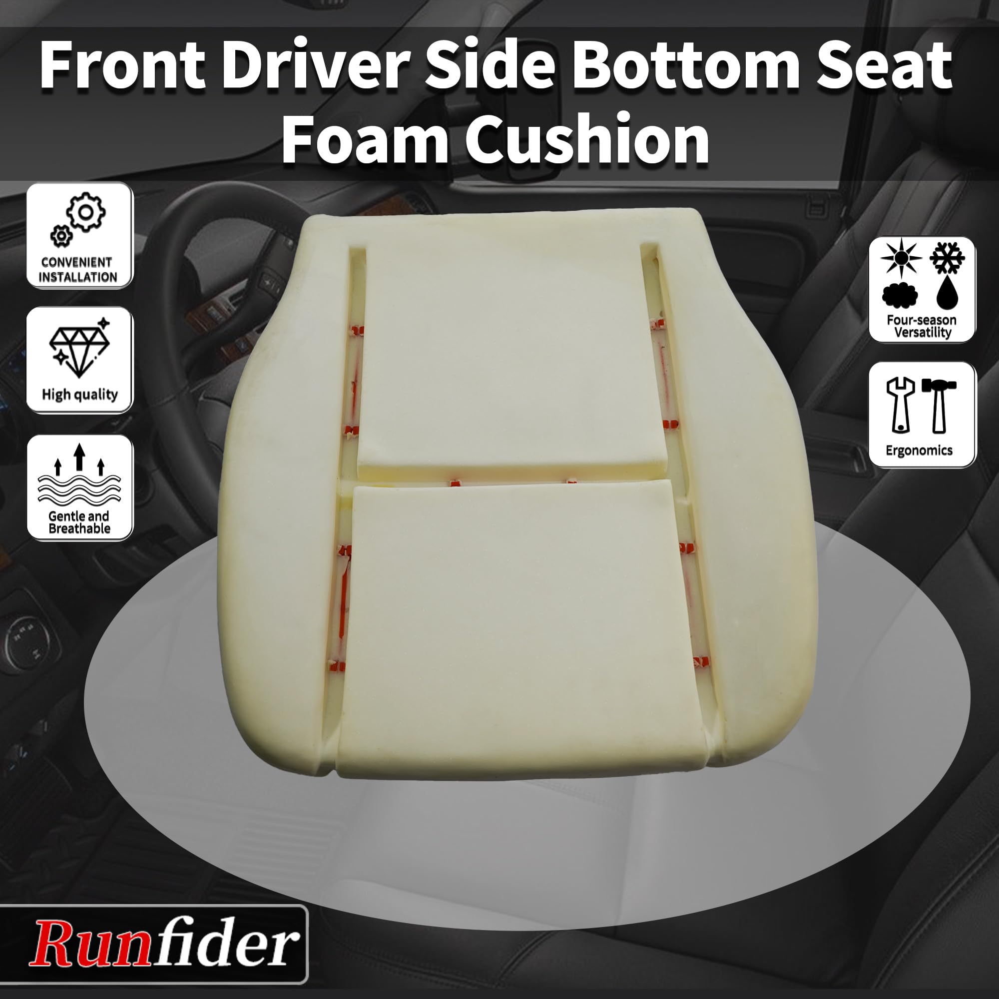 Runfider GMC Sierra Yukon Tahoe Suburban seat foam; broad model coverage for replacements.