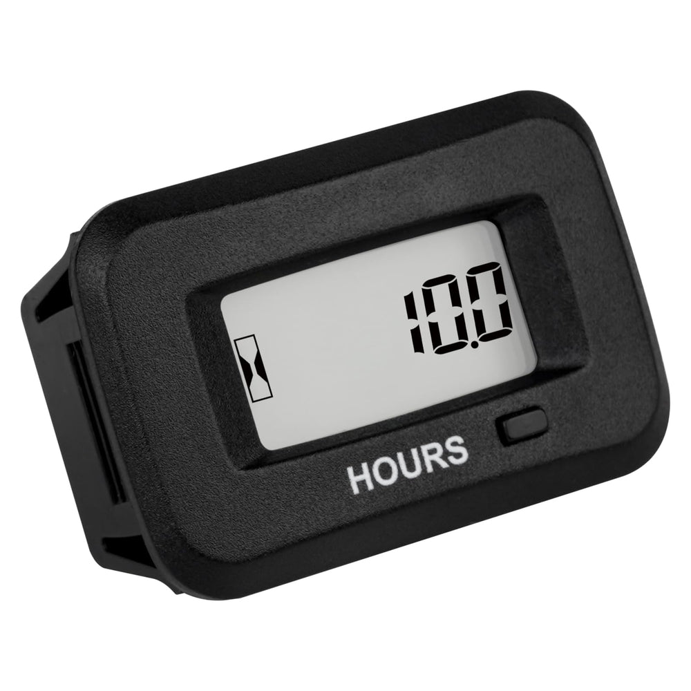 Runleader digital maintenance hour meter front view with clear display for tracking hours.