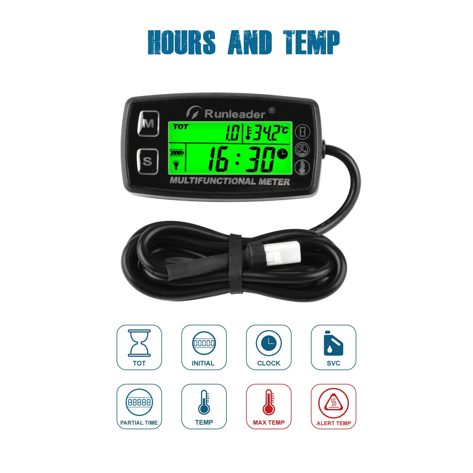 Runleader RL-HM035A-M5 RPM readout for engine speed monitoring