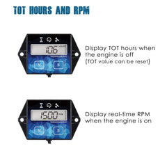 Runleader digital tachometer displays engine speed to assist idle tuning.