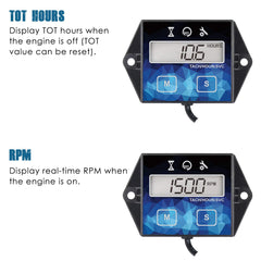 Runleader HM011F tachometer readout shows RPM for precise idle adjustment.