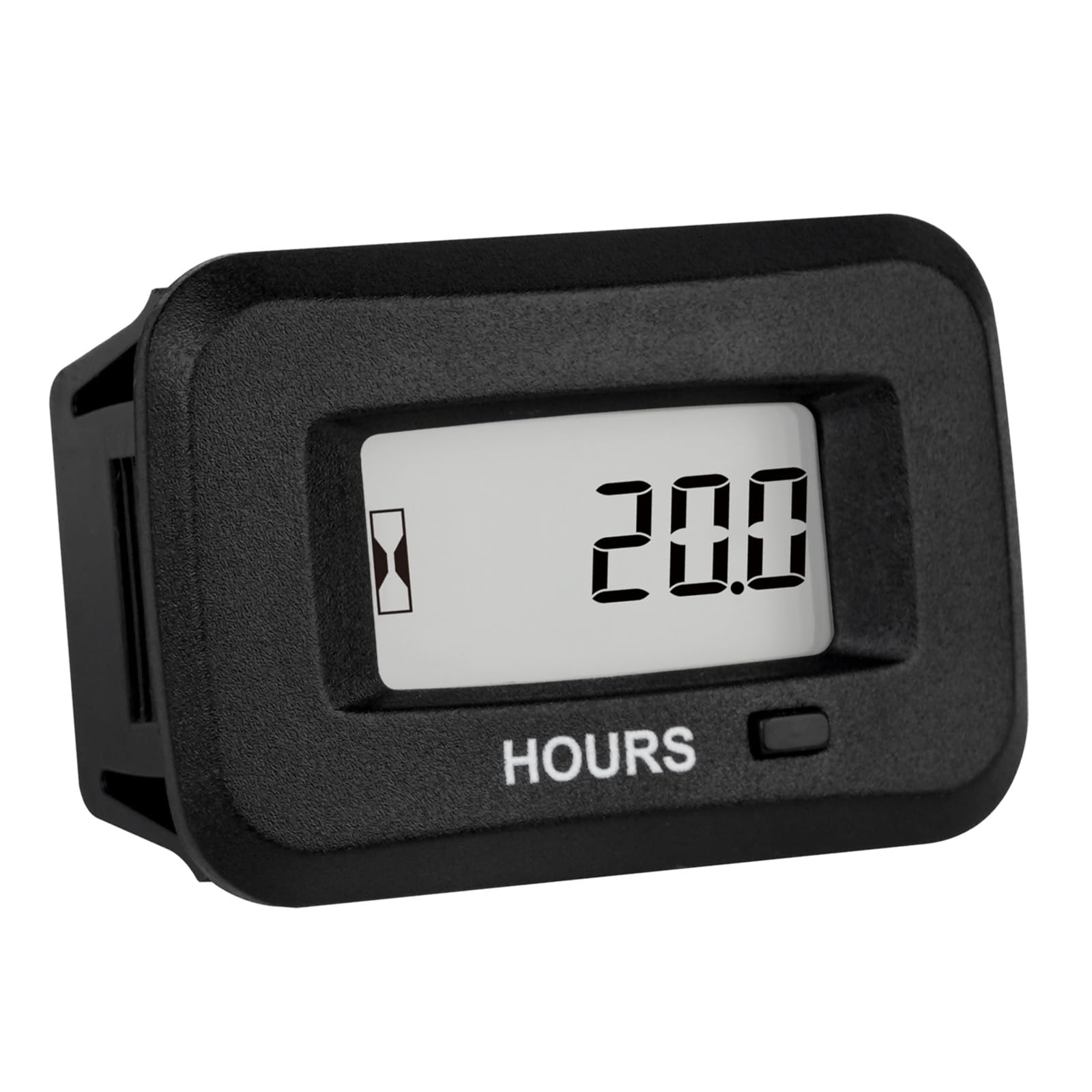 Runleader digital LCD hour meter front view tracks runtime reliably for outdoor equipment.