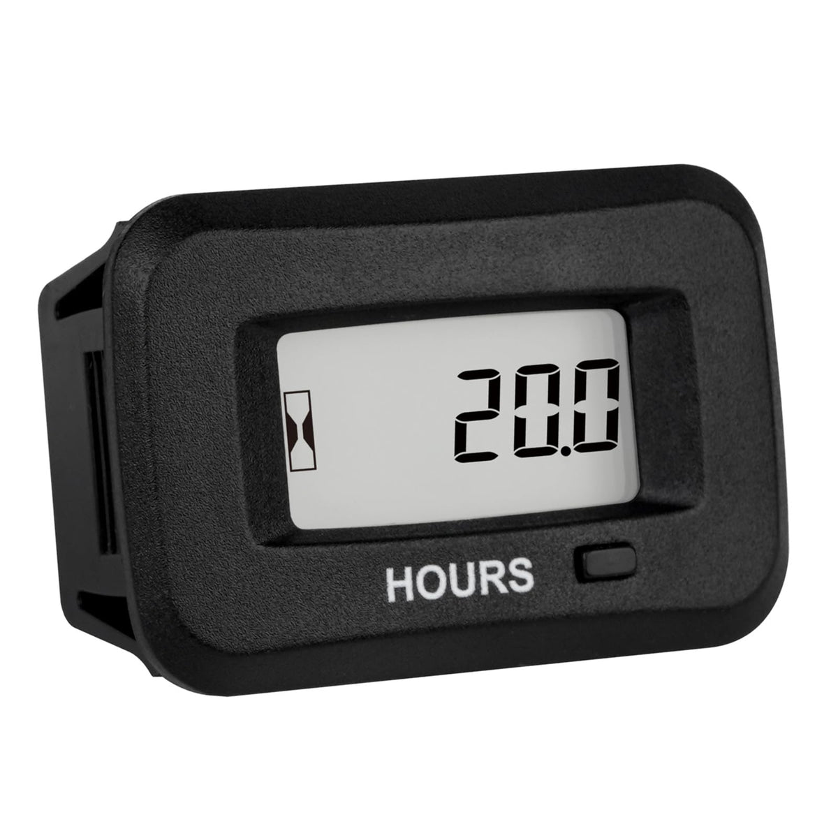 Runleader digital LCD hour meter front view tracks runtime reliably for outdoor equipment.
