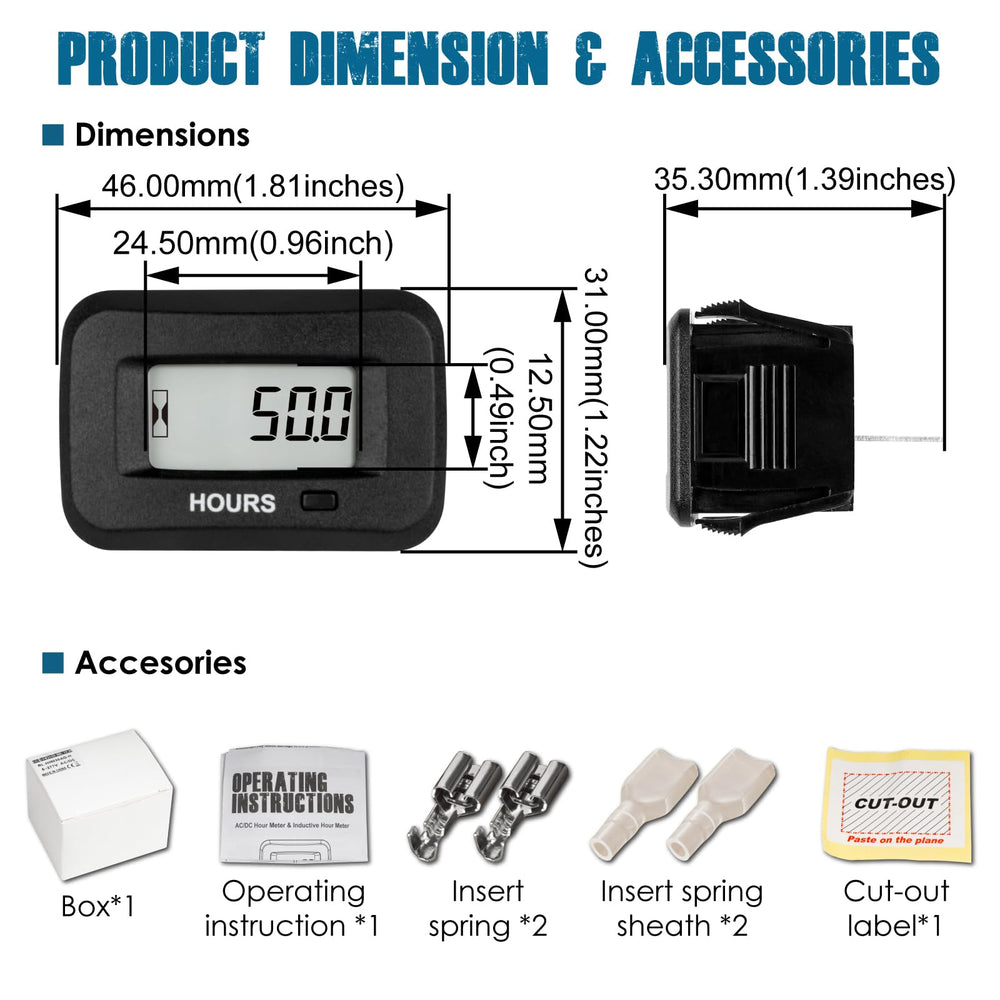 Runleader hour meter EEPROM data storage preserves hours and settings.