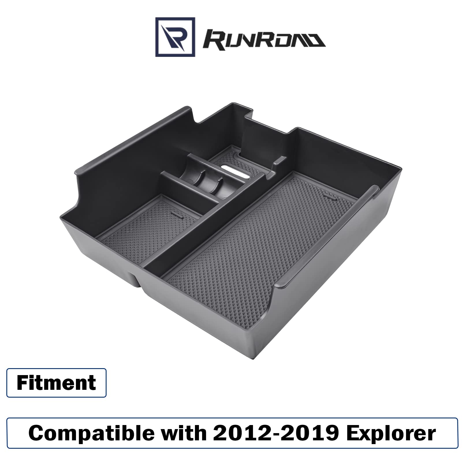 RUNROAD armrest storage tray with soft liner keeps items from sliding.