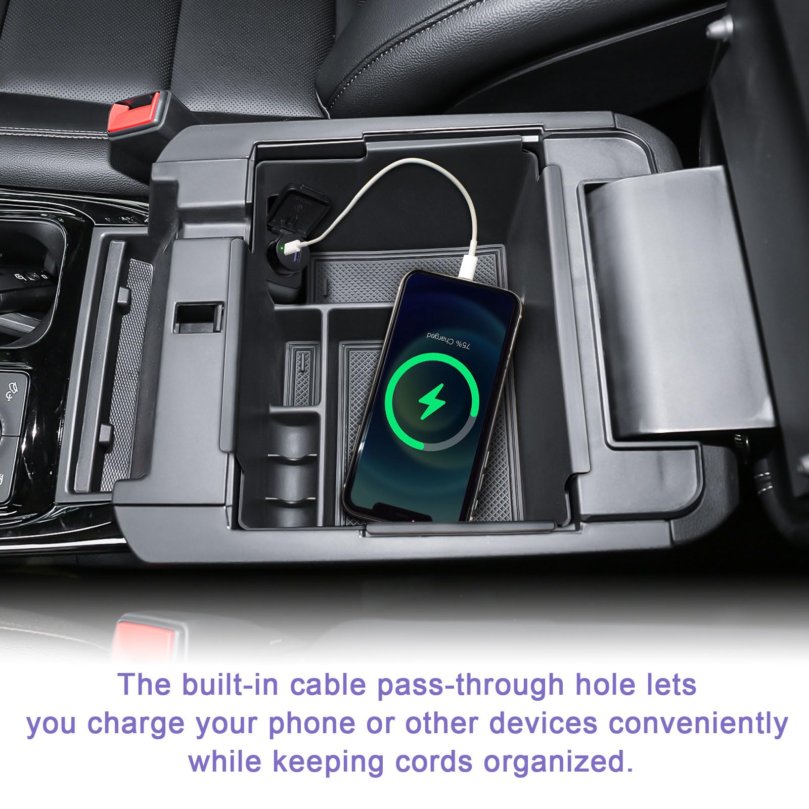 RUNROAD cable pass-through for charging without clutter.