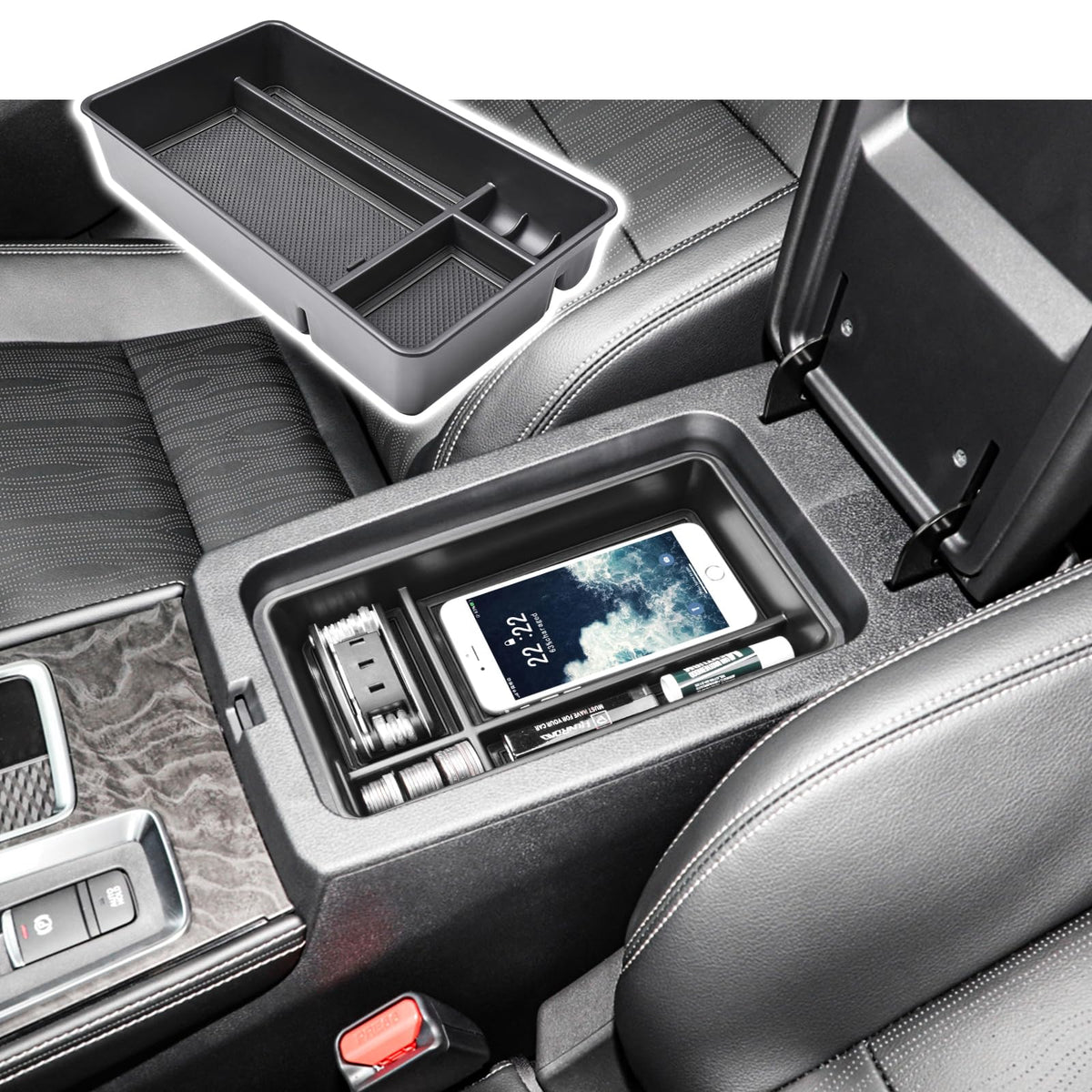 RUNROAD center console organizer for Altima top view showing organized storage on the go