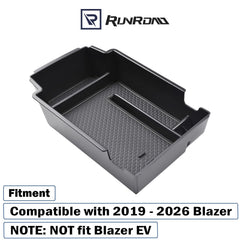 RUNROAD console tray with cord pass-through for charging cables on the go