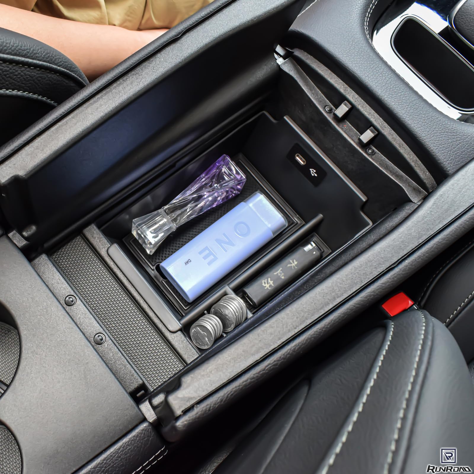 RUNROAD center console tray keeps sunglasses and small essentials within reach