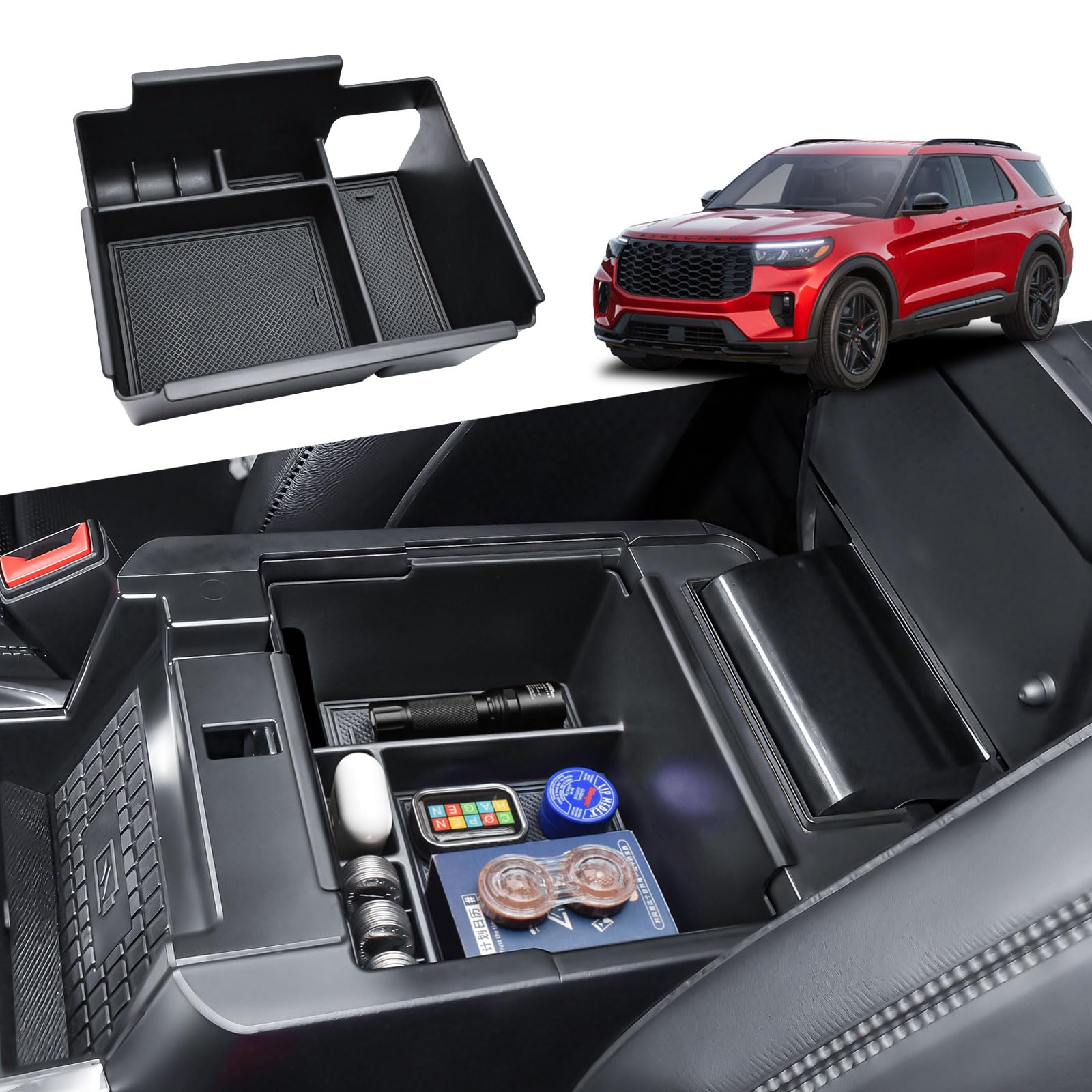 RUNROAD center console organizer tray keeps Explorer items neatly sorted.