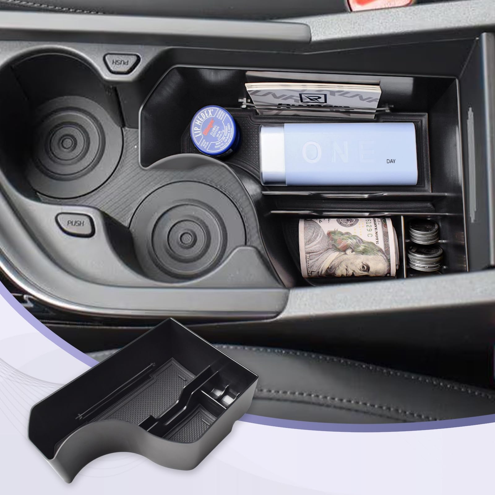 RUNROAD center console organizer tray with exact NIRO fit for more storage.