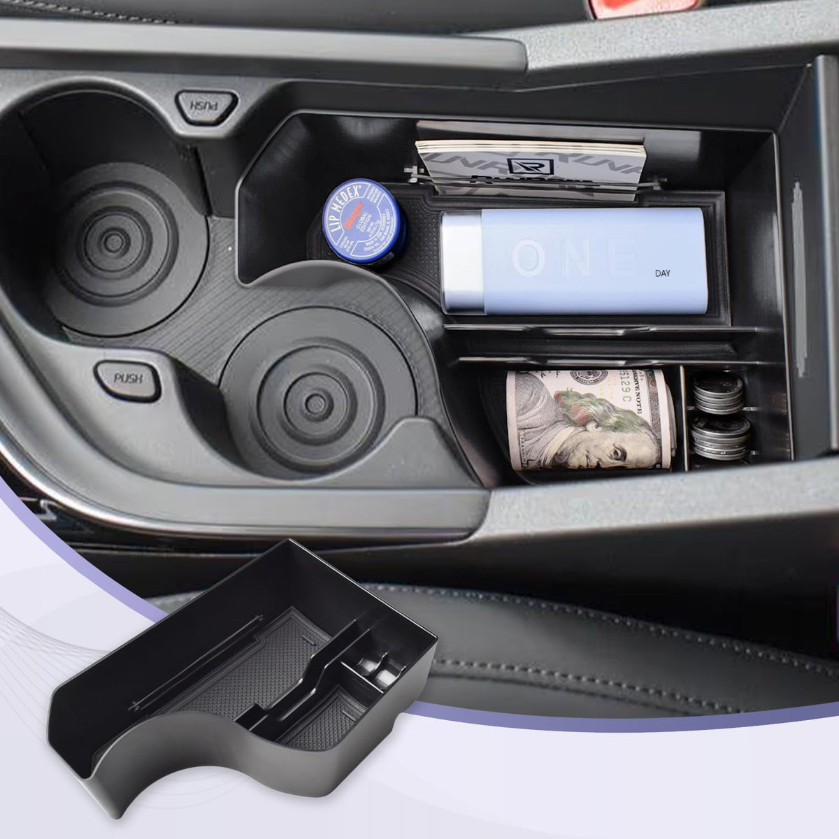 RUNROAD center console organizer tray with exact NIRO fit for more storage.
