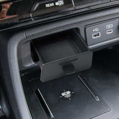RUNROAD center console organizer tray fitted in Pilot, highlighting hidden storage option.