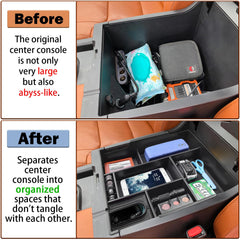 RUNROAD console tray with soft liners cushions items and prevents scratching.