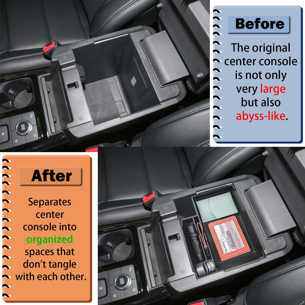RUNROAD easy-install console tray lets you upgrade in minutes with no tools.