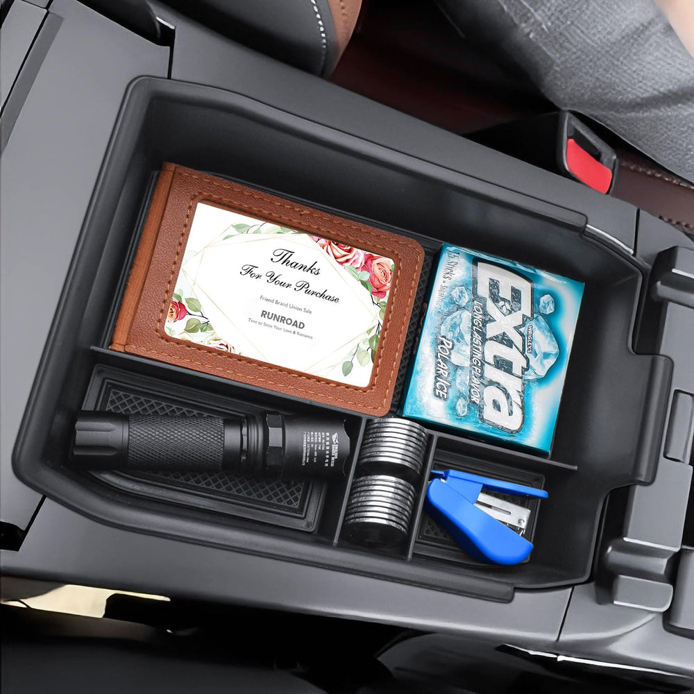 RUNROAD layered storage design maximizes space for everyday items.