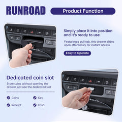 RUNROAD pull-tab drawer open for easy access while driving