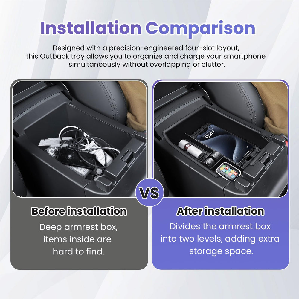 RUNROAD tool-free installation simplifies upgrading your armrest storage.