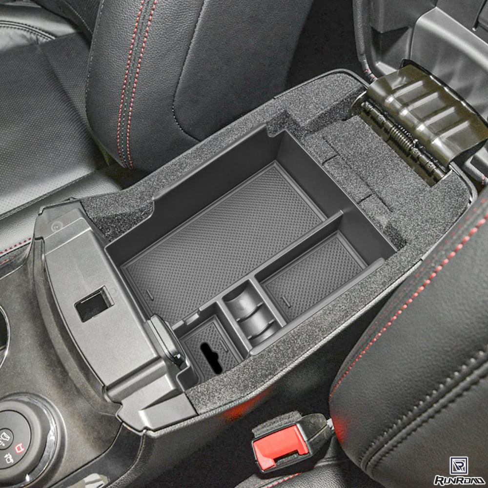 RUNROAD top-console organizer adds extra storage space in the armrest.